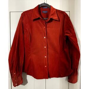 Falconnable Womens Burnt Orange Corduroy Button Up Size XL